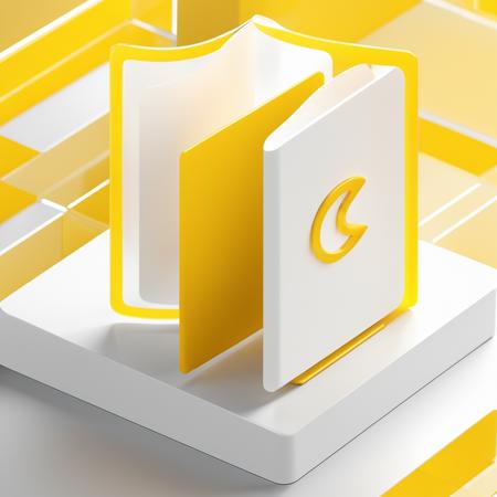 Yellow|white folder icon,many details, octane render, transparent glass texture,frosted glass, transparent technology sense, industrial design, white background, studio lighting, sunshine, flat, minimal, quasi-object, axisymmetric, blender, C4D, best quality, 4k, <lora:090401-000004:0.7>