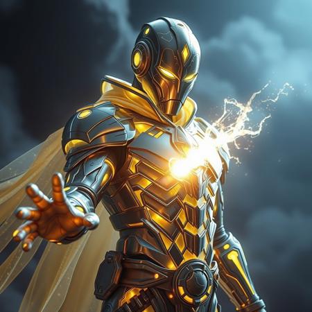 Masterpiece, a thallium/humanoid, 32k, 16k, 8k, cinematic art, realistic art, detail, wearing  Mercury like bioluminescence translucent armor, it charging a energy blast to his hand that looks like a masterpiece chromium/radium energy attack,