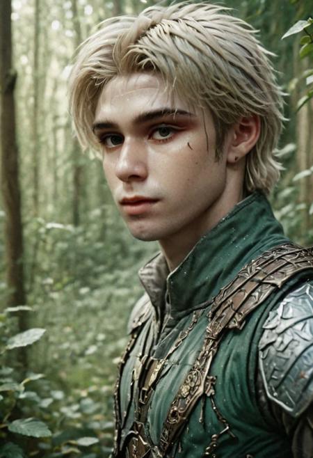 photography in the style of Labirynth, the dark crystal  movies, green, close up of (nature) and (fantasy) creature with a (diminute) sword stained with (detailed:1.5), in a beautiful and ruined ,fantasy,hyper detailed, real skin imperfections, hard lighting, bokeh, ((curi:1.2))(inspire forms in most beautiful New race:1.4) (beautiful:1.4) (ambient fantasy:1.5)(warhammer world:1.0)