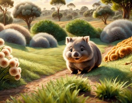 cute, fluffy, a wombat, cheerful, sunny