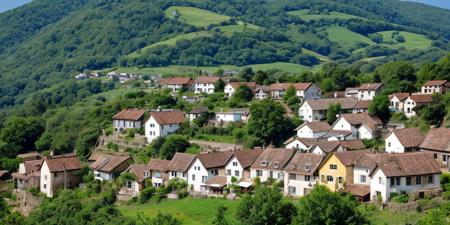 Quaint hilltop villages offer spectacular views of the surrounding countryside,<lora:add_detail:0.7>