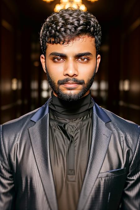 A stunning intricate full color portrait of (SheeroA man:1), Pakistani, brown skin, 
wearing a black turtleneck,
epic character composition, perfect eyes,
by ilya kuvshinov, alessio albi, nina masic,
sharp focus, natural lighting, subsurface scattering, f2, 35mm, film grain <lora:SheeroAv3:0.99>