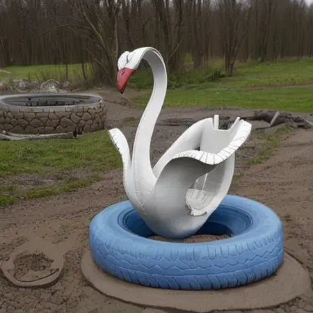A swan made of tires