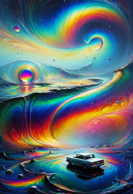 John Berkey Style page,ral-oilspill, There is no road ahead,no land, Strangely,the river is still flowing,crossing the void into the mysterious unknown, The end of nothingness,a huge ripple,it is a kind of wave,and it is the law of time that lasts forever in that void, At the end of the infinite void,there is a colorful world,very hazy and mysterious,and it cannot be seen clearly,but it is real, And that's where the river goes,