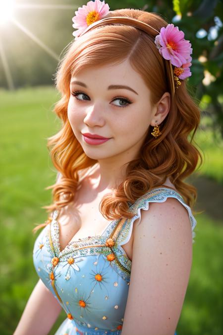 portrait of DEN_miss_morgane wearing a dress in an orchard on a sunny day,
freckles, 1girl, solo,
summer dress, floral dress, clothed, god rays, dust, lens flare,
masterpiece, high detail, detailed, photorealistic, beautiful eyes,