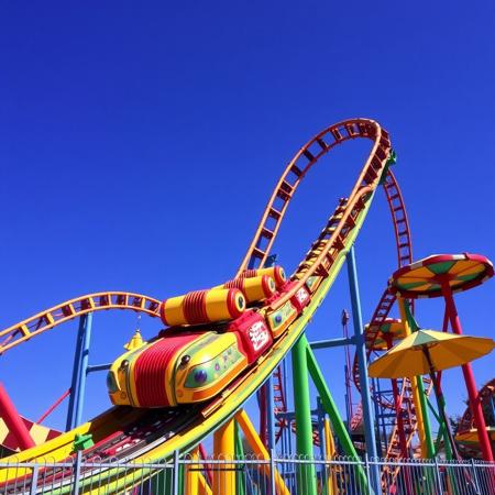 amusement park, roller coaster, colorful,