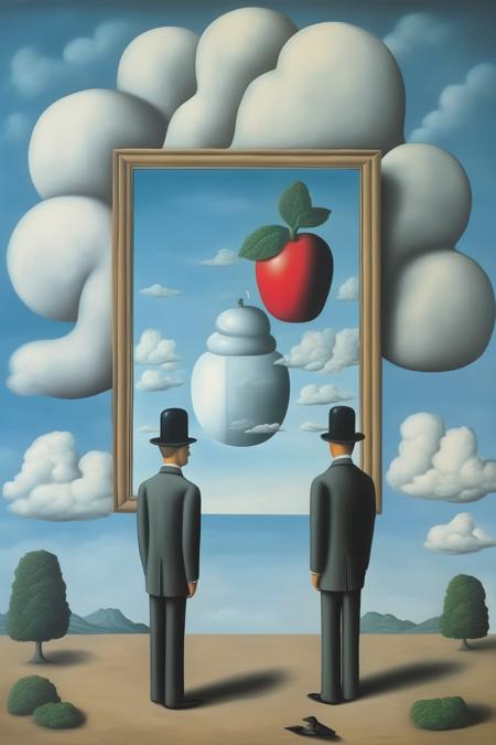 <lora:Rene Magritte Style:1>Rene Magritte Style - create a surrealism painting with a similar style to Rene Magritte