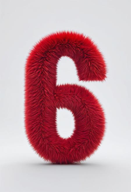 Cute red number "6" as fur shape, short hair, white background, concept playlist style, 3D illusion, digital manipulation, creative commons attribute