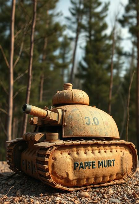 A realistic photo tank made out of peanut