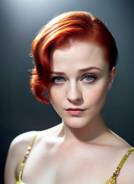 portrait of Evan Rachel Wood, puzzled , wearing nightwear , with red Blunt haircut , background simple epic (photo, studio lighting, hard light, sony a7, 50 mm, matte skin, pores, colors, hyperdetailed, hyperrealistic), <lyco:Evan Rachel Wood:1.1>