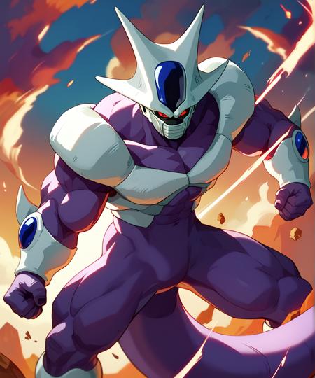 Cooler dragonball z muscular muscles male focus purple skin colored skin red eyes no humans tail face mask