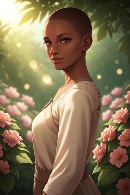 CyberTBug, 1girl, dark skin, buzz cut, brown eyes