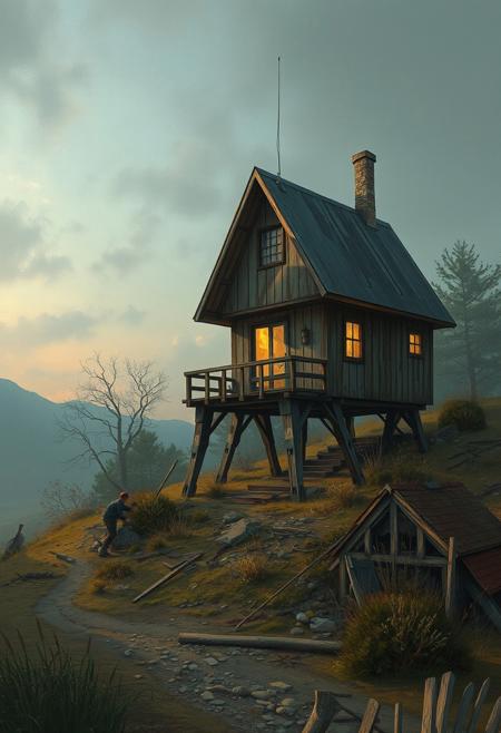 house on mechanical legs by Ismail Inceoglu