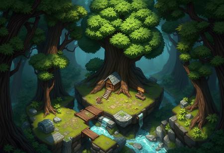 detailmaximizer,gaming, 2d plateformer game,extreme detailed, forest, tree,2d