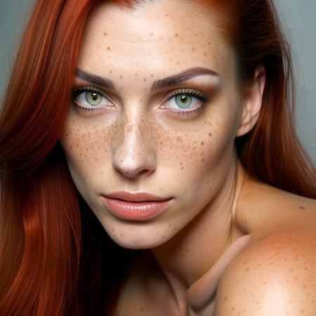 women , age 18 in a pose,  , eyes naturel brown , very beautiful ,  tits percing and slim body naturel ,long red rush hair,freckle naturel  , visibl vagin and touched