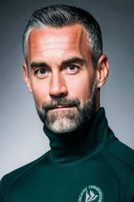 <lora:Jay_Harrington_Lora-10:1>, jay harrington, best quality, realistic, headshot, detailed face, wearing green turtleneck shirt, professional lighting, dark background