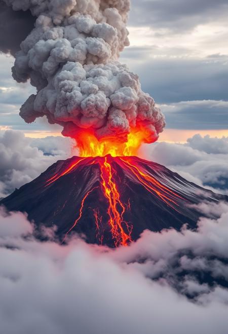 The eruption of a huge volcano