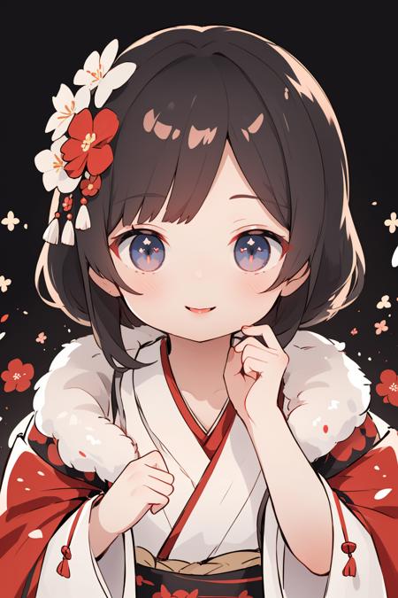 masterpiece,best quality,absurdres,original,extremely delicate and beautiful,beautiful detailed eyes and face,1girl, black hair, flower, japanese clothes, looking at viewer, red flower, solo, (shiny skin),(masterpiece:1.4),(best quality:1.4),,fashi-girl,milf,mature female,smile,parted lips,red lips