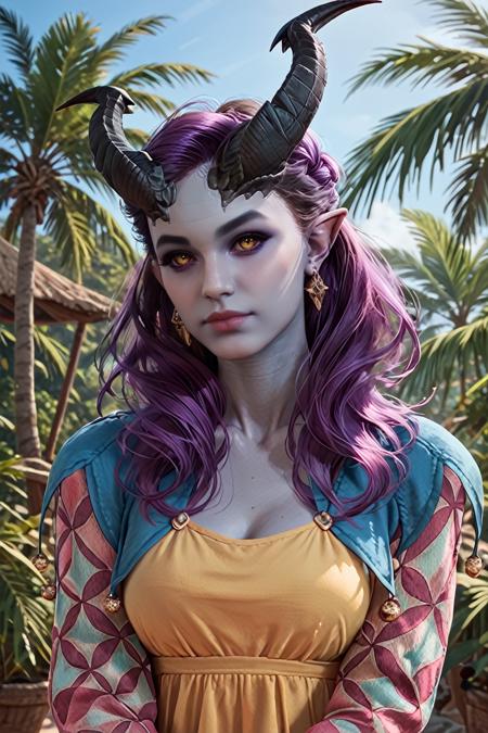 BGAlfira, 1girl,demon horns, purple hair