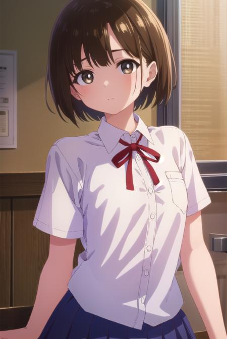 chihirokobayashi, <lora:chihiro kobayashi s1-lora-nochekaiser:1>,
chihiro kobayashi, short hair, brown hair, (brown eyes:1.5),
BREAK skirt, shirt, school uniform, pleated skirt, socks, white socks, white shirt, collared shirt, ribbon, red ribbon, short sleeves,
BREAK indoors, classroom,
BREAK looking at viewer, (cowboy shot:1.5),
BREAK <lyco:GoodHands-beta2:1>, (masterpiece:1.2), best quality, high resolution, unity 8k wallpaper, (illustration:0.8), (beautiful detailed eyes:1.6), extremely detailed face, perfect lighting, extremely detailed CG, (perfect hands, perfect anatomy),