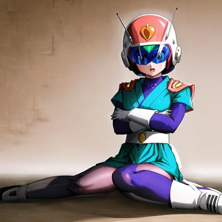 saiyawoman, 1girl, best quality, helmet, visor