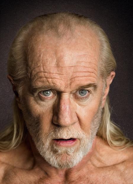 <portrait of sks person as thor, masculine, epic > (photo, studio lighting, hard light, sony a7, 50 mm, hyperrealistic, big depth of field, mate skin, pores, wrinkles, concept art, colors, hyperdetailed, hyperrealistic), <lora:locon_georgecarlin_v1_from_v1_64_32:1.25>