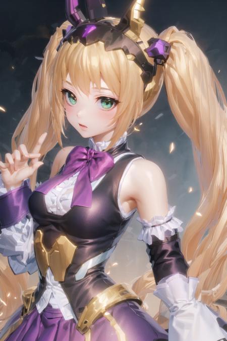 masterpiece, best quality, 
mxm,1girl, solo, twintails, blonde hair, purple skirt, <lora:2023-05-11_215504-000019:0.8> <lora:桃丽丝v1:0.6>upper body, 
