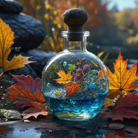 bioluminescent, 
effervenscent, 
Autumn, 
potion, 
beautiful clear glass bottle, 
Jean-Baptiste Monge style, 
16k, 
uhd, 
art by Josephine Wall, 
Anne Stokes, 
ultra hd, 
realistic, 
vivid colors, 
highly detailed, 
UHD drawing, 
pen and ink, 
perfect composition, 
beautiful detailed intricate insanely detailed octane render trending on artstation, 
8k artistic photography, 
photorealistic concept art, 
soft natural volumetric cinematic perfect light