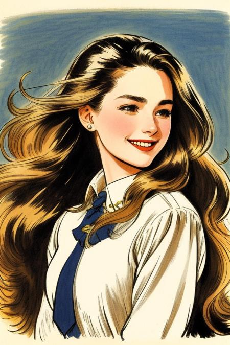 drawing of a beautiful woman with long hair, beautiful smiling by  youwillgotothemoon3
trending on artstation,award winning,highly detailed,intricate,masterpiece,best quality,