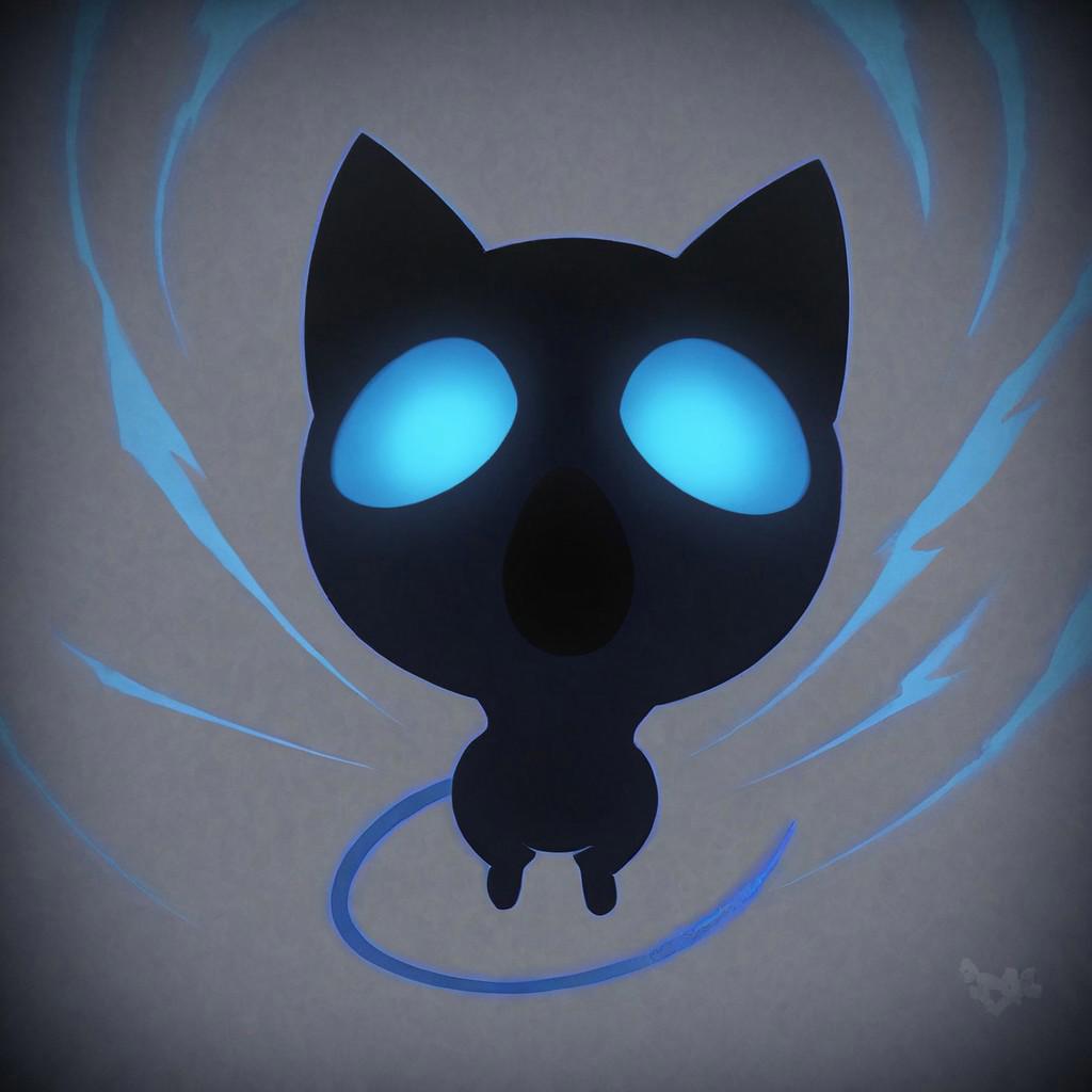 shadow_cat, shadow energy, blue sclera, no pupils, looking at viewer, meowing, open mouth, from above