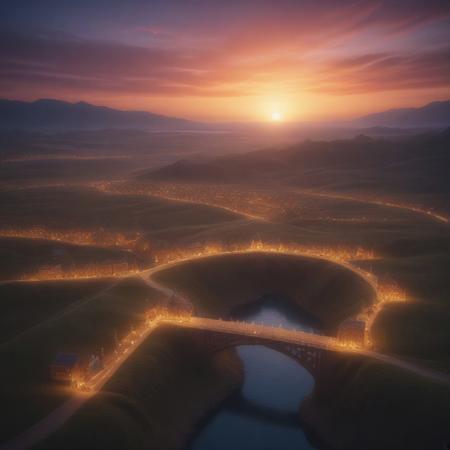 a magical city made of straws, straw buildings and bridges, glowing lights, vivid colors, (ultra detailed:1.3), (beautiful landscape:1.2), (sunset sky:1.1), (dreamlike:1.2)
<lora:SDXL\made_of_straws.safetensors:1.0>