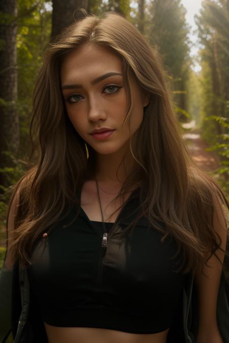 (headshot), 1girl, beautiful, sunset, beautiful sunset, cloudy, forest, nature hike, (((headshot))), BREAK
sports bra, backpack, yoga pants, BREAK
large breasts, makeup, long straight hair, pale skin, fair skin, white skin,  BREAK
<lora:Fiona:1>