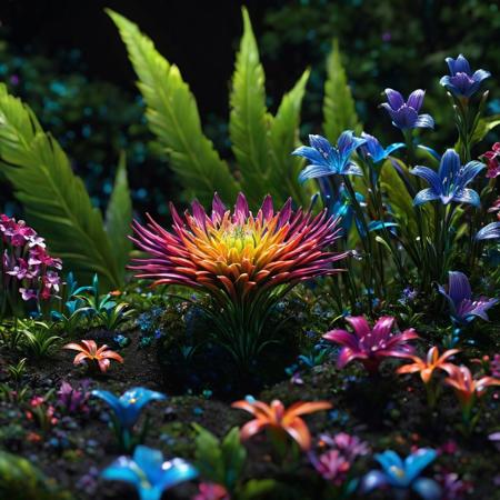 Fantasy, twinkling flowers, forest, light, sparkle, fine art, extreme details, photorealistic, matte painting" ultra highly detailed, detailed, black bg, night bg, rainbow color, ceramic, this one digital painting, highly detailed, intricated, intricated pose, clarity, high quality, center align, Miki Asai Macro photography, close-up, hyper detailed, trending on artstation, sharp focus, studio photo, intricate details, highly detailed, by greg rutkowski<lora:xl_more_art-full_v1:0.4>