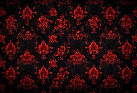 red floral ghostly Halloween spooky wallpaper, intricate patterns, dark gothic elements, high detail, eerie atmosphere, vivid colors, cinematic lighting, digital art, texture-rich, hauntingly beautiful design