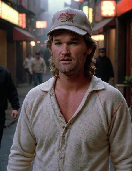 high resolution photo of jckburton man,wearing a white sweater,denim jeans,baseball cap,in a cinematic movie,bokeh,depth of field,masterpiece,volumetric fog,film grain,standing in a chinatown street