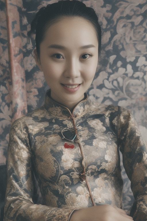 cheongsam with a motif Dragon flying in the sky, lunarNewYear2024quiron, dragon, paper lantern beautiful woman, dark, dim ...