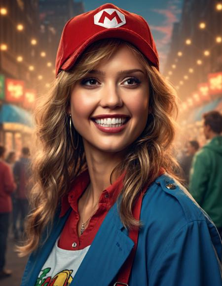 cinematic photo Portrait of (((ohwx woman))) as super Mario, red hat, fantasy, highly detailed, digital painting, artstation, concept art, sharp focus, illustration, art by Tony Sart and artgerm and randy vargas     <lora:jessica_alba_sdxl_dh128_v1:1.05> . 35mm photograph, film, bokeh, professional, 4k, highly detailed