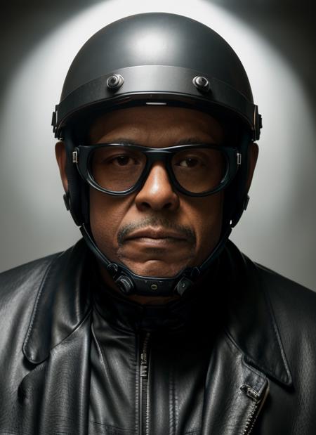 portrait of fw1,  man in Leather Bomber Jacket, Motorcycle Helmet, Riding Goggles, Riding Gloves, Motorcycle Keychain epic (photo, studio lighting, hard light, sony a7, 50 mm, matte skin, pores, colors, hyperdetailed, hyperrealistic),  <lora:ForestWhitaker:1>