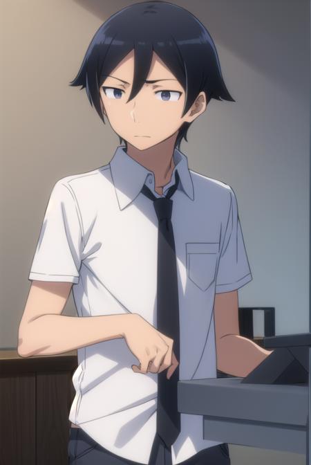 kyousukekousaka, <lora:kyousuke kousaka s2-lora-nochekaiser:1>,
kyousuke kousaka, black hair, male focus, (black eyes:1.5),
BREAK shirt, school uniform, white shirt, short sleeves, necktie, black necktie,
BREAK indoors, classroom,
BREAK looking at viewer, (cowboy shot:1.5),
BREAK <lyco:GoodHands-beta2:1>, (masterpiece:1.2), best quality, high resolution, unity 8k wallpaper, (illustration:0.8), (beautiful detailed eyes:1.6), extremely detailed face, perfect lighting, extremely detailed CG, (perfect hands, perfect anatomy),