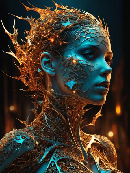 burning heroine, fantasy concept art, night scenery, fractal cracked surface, bokeh, (mixed styles by Alberto Seveso and Gediminas Pranckevicius and Wadim Kashin:1.2), breathtaking intricate details, dramatic natural lighting, reflective catchlights, cinematic, brilliant, sharp focus, fantastical and mysterious, maximalist masterwork by head of prompt engineering , hyperkraximalism <lora:hyperkraximalism:0.3>