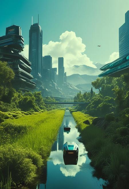 ()Hyoer Realistic:2.0)Polaroid picture 
an image of San Francisco transformed into a Cyberpunk tropical paradise. The cityscape is a vibrant, neon-lit utopia, with towering skyscrapers and lush, green vegetation. (Above the city, an air racetrack stretches across the sky, with sleek, high-tech cars zooming by, inspired by F-Zero vehicles.:1.66)
The atmosphere is warm and humid, with a hint of tropical flowers and the distant hum of futuristic technology. The people of this utopian empire live in harmony, their faces radiant with joy and contentment.
Capture the surreal, futuristic beauty of this scene, where the boundaries between technology, nature, and society blur, and the possibilities of human achievement are redefined.
BREAK
Hyper-realistic photo of a serene landscape in Gunnison County, Colorado, on a beautiful sunny day. Clear blue sky with a few fluffy white clouds, lush green meadows, and towering Rocky Mountains in the background. A gentle stream flows through the valley, reflecting the vibrant colors of the surroundings. Detailed textures of the landscape, realistic lighting with warm sunlight, and a sense of tranquility. 4k resolution, photorealistic, trending on Artstation, vivid colors, perfect composition, rule of thirds, golden ratio. Negative prompts: poorly rendered faces, poorly drawn hands, bad composition, mutated body parts, disfigured, bad anatomy, deformed body features