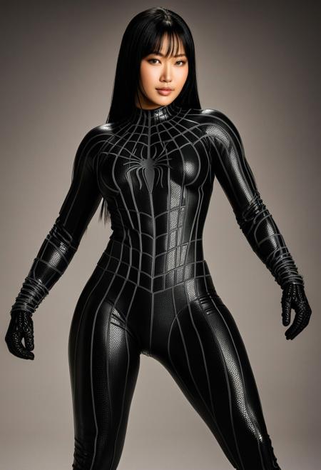 score_9, score_8_up, score_7_up, best quality, realistic, masterpiece, beautiful detail, hyperrealistic, cafe, ((1girl, woman body, huge breasts)), amazing detailed full body portrait of a beautiful japanese girl, wearing a realistic and highly detailed black raimi spider-man suit, ((huge muscular girl)), professional model wears ultra - detailed and grained black raimi spider - man suit, suit covered entire body and hand, black spiderman gloves, wet, ((standing, full body shot, pose variation:1.5, alternate pose:1.5, selfie)), (((depth of field))), sweet smile, black hair, octane render, highly detailed, volumetric, dramatic lighting, (highest quality:1.1), (HDR:1.3), (top quality, best quality), realistic, high definition, Expressionism - sharp focus, professional photography, masterpiece, ultra detailed photograph, high quality, 8k,