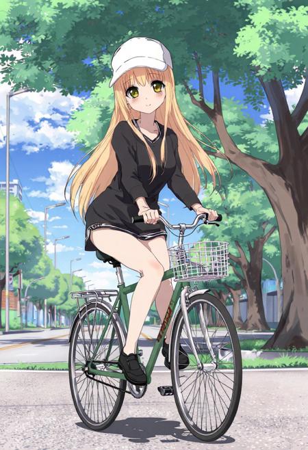 score_9, score_8_up, score_7_up, score_6_up, score_5_up, score_4_up, source_anime, 1girl, solo, 18yo, (slim face:1.5), (bangs:1.2), skinny, thin body, wide hips, thin thighs,
<lora:age_slider_v4:2> <lora:Expressive_H:1><lora:Kenva:0.8> <lora:naipf:0.6>
ground vehicle, bicycle, tree, outdoors, road, blond hair, long hair, brown eyes, white baseball cap, light smile, bangs, day, bicycle basket, pants, pavement, riding, solo focus, shoes, street,