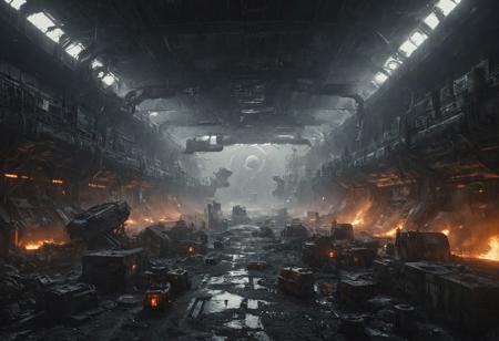 moon space station, Hasselblad 8k photo a POV style, star wars, blade runner, millitary uniforms, in dark cinematic scene of hundreds of soldiers with cinematic dust 3D render, HDR, Detailed background, Hyper-realistic textures, V-Ray rendering, Ambient Occlusion, based on the anime show, logo, "MOON ON BASE", black and orange, trending on artstation, unreal engine, wires futuristic, silicon future, artificial intelligence, mechanical 
<lora:add-detail-xl:0.95> <lora:dvr-lnds-sdxl:0.3> dvr-lnds-sdxl <lora:MJ52:0.25> <lora:ral-apoctvisn-sdxl:0.3> ral-apoctvisn <lora:zavy-cntrst-sdxl:0.35> dark, chiaroscuro, low-key <lora:zavy-rmlght-sdxl:0.41> zavy-rmlght <lora:SDXLFaeTastic2400:0.225>