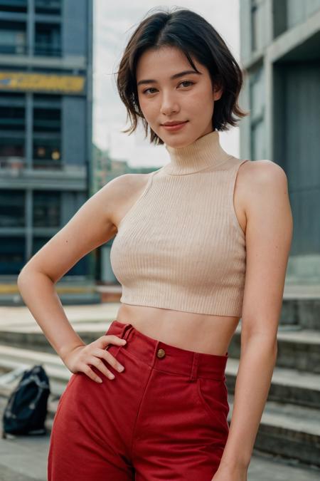 analog film photo solo, realistic, ((indonesian woman)), (((black hair))), (((grin512:1.1))), (((Sleeveless turtleneck top, paperbag pants, block heels))), ((stadium, roaring crowd, cheering fans, sporting event)), ((dynamic pose)), PA7_Human-Likeness, PA7_Photo, high detailed, PA7_Portrait-HL_v2, high detailed, 8k, clear facial features, <lora:PAseer-SD15-LCM Quick:1> <lora:[ID]_-_Gea_Amanda:1> geaamanda <lora:ReaLora:.2> <lora:VStyle_-_Photography_Style:.2> vstyle <lora:add_detail:0.2> <lora:add_sharpness:0.1>        . faded film, desaturated, 35mm photo, grainy, vignette, vintage, Kodachrome, Lomography, stained, highly detailed, found footage