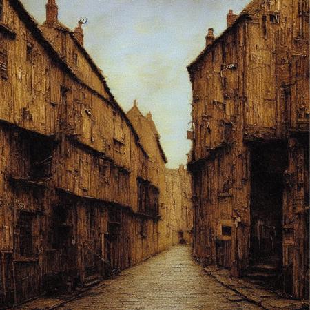 old street,  desolated style painting , high quality