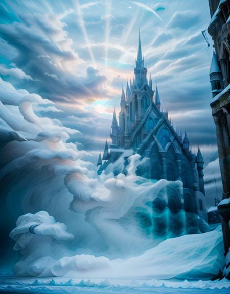 <lora:MW_Roma01:1> ICY01, beautiful epic landscape, lord of the rings, very windy, photo-realistic, movie style, in a celtic lanscape, huge celtic church, detailed celtic, super wide lens, spectacular effects, detailed, beautiful, clouds, sun shade though clouds, global illumination, stunning effects, dramatic, sunset colors, mist, sea of clouds, celtic magic, haze, romantic, imagination, impressive, dim sun, mad weather,