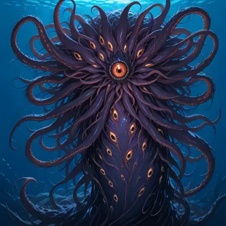 Underwater tentacle worm monster