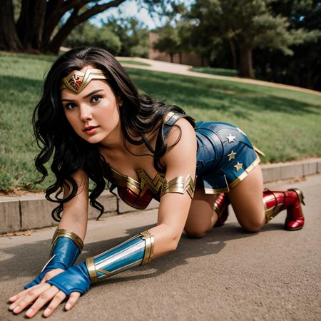 <lora:Wonder Woman SD1.5:1.2>
Wonder Woman a woman in a Wonder costume is crawling on the ground