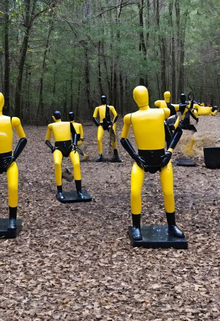 A bunch of test dummies, doing self destruction